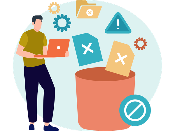 Man Delete data  Illustration