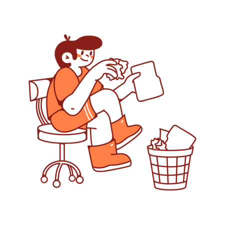 Man deletes unnecessary files and folders  Illustration