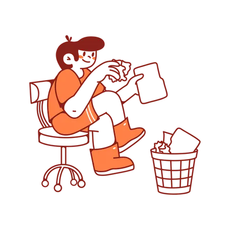 Man deletes unnecessary files and folders  Illustration