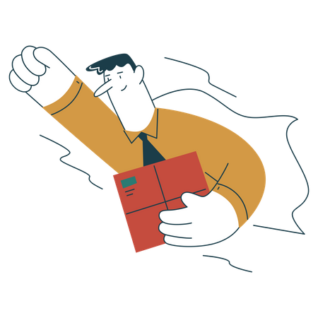 Man deliver parcel quickly  Illustration