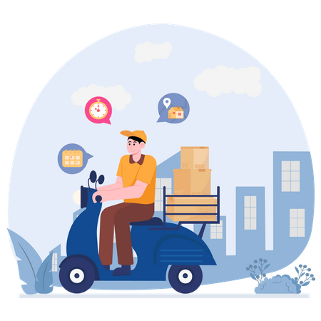 Man Deliver The Parcel  Illustration