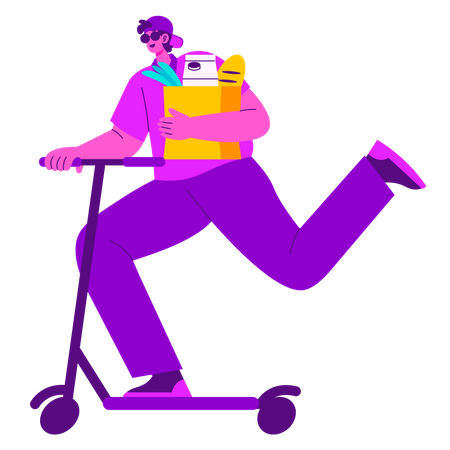 Man delivered groceries  Illustration