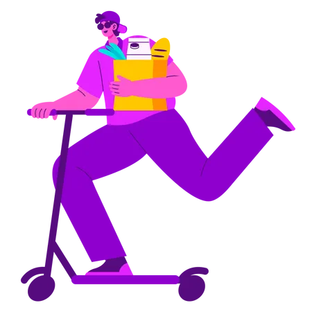 Man delivered groceries  Illustration