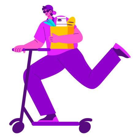Man delivered groceries  Illustration