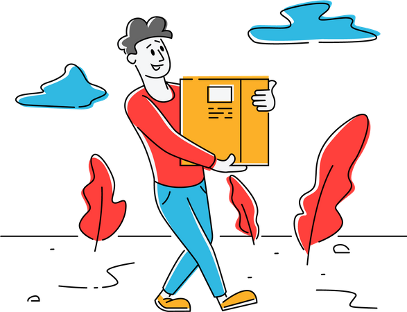 Man delivering courier parcel box  Illustration