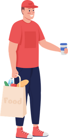 Man delivering food  Illustration