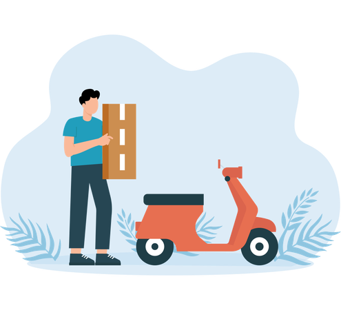 Man delivering food parcel  Illustration