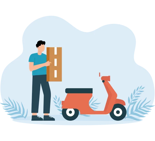 Man delivering food parcel  Illustration