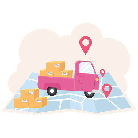 Man Delivering Online with order from smart phone  Illustration