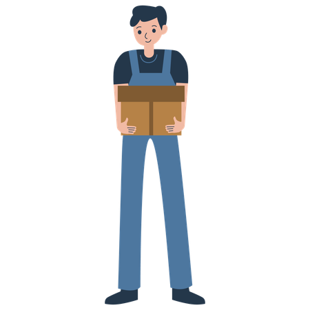 Man Delivering Packages  Illustration