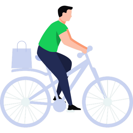 Man delivering parcel on bicycle  Illustration