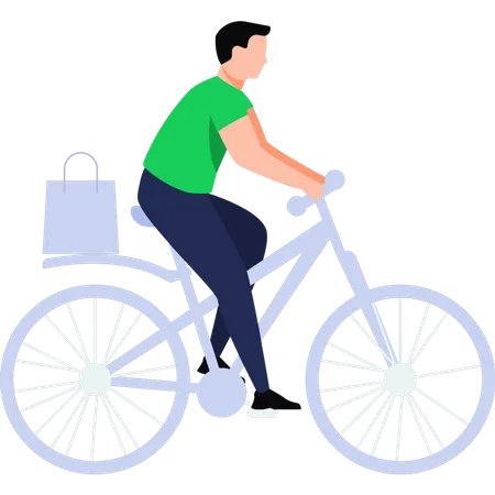 A Boy Is Delivering A Parcel On A Bicycle Illustration