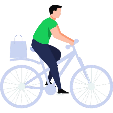 Man delivering parcel on bicycle  Illustration