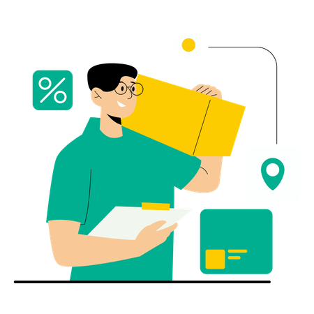 Man delivering product at client's address  Illustration