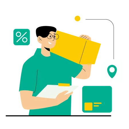 Man delivering product at client's address  Illustration