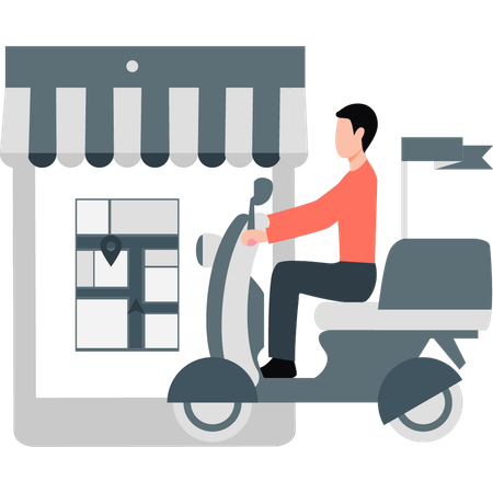 Man delivering the parcel to delivery location  Illustration