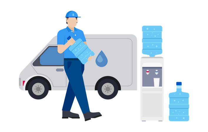 Man delivering water bottle  Illustration