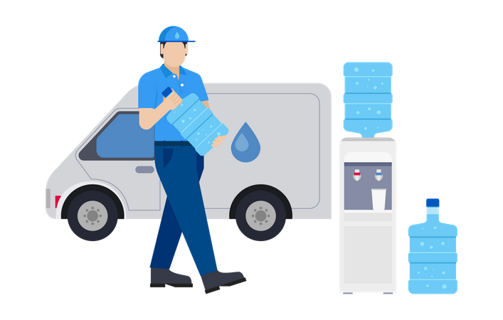 Man delivering water bottle  Illustration