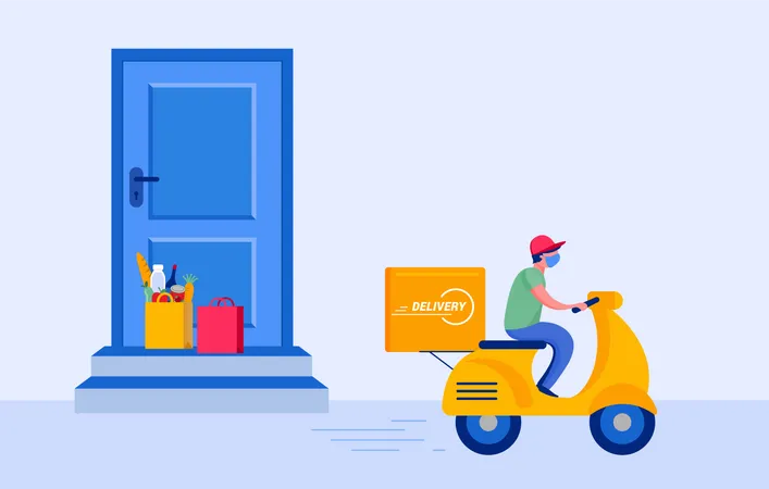 Man delivery grocery Illustration