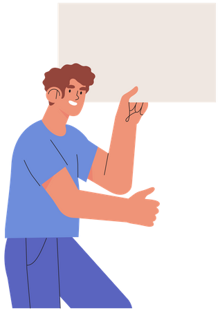 Man demonstrating empty banner  Illustration