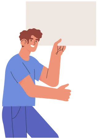 Man demonstrating empty banner  Illustration