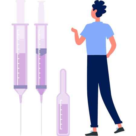 Man demonstrating mesotherapy injection  Illustration