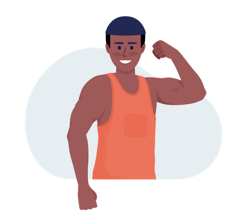 Man demonstrating muscles  Illustration