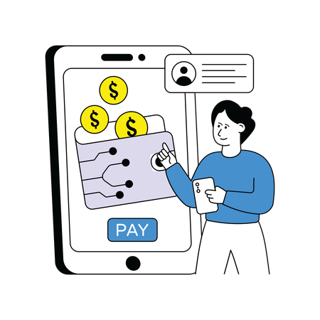 Man deposit money in Digital Wallet  Illustration