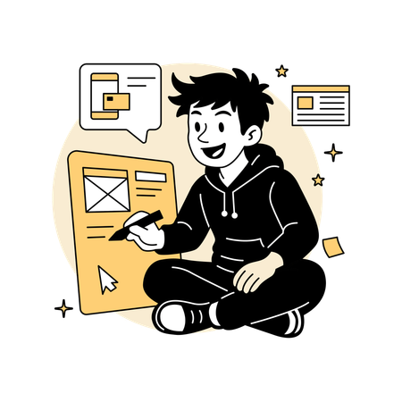 Man Designing  Website Mockup  Illustration