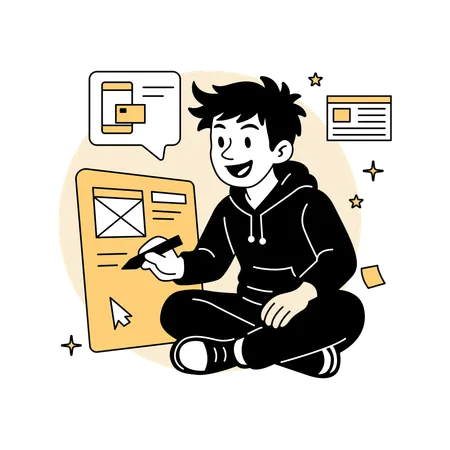 Man Designing  Website Mockup  Illustration