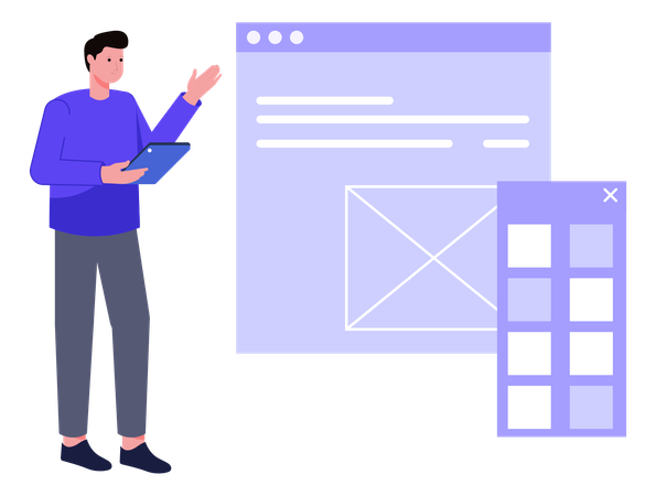 Man designing website UI UX  Illustration