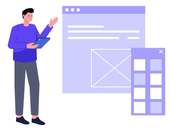 Man designing website UI UX  Illustration