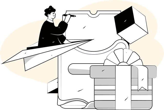 Man designs gift  Illustration