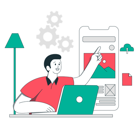 Man Develop App Development  Illustration