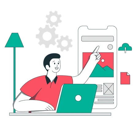 Man Develop App Development  Illustration