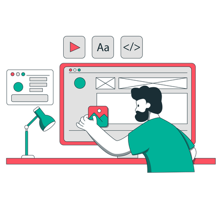 Man Develop Web Design  Illustration
