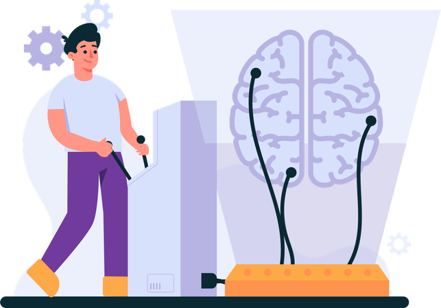 Man developing Ai brain  Illustration