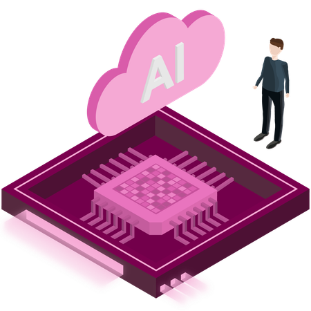 Man developing AI chip  Illustration