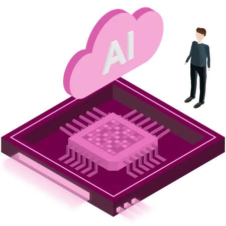 Man developing AI chip  Illustration