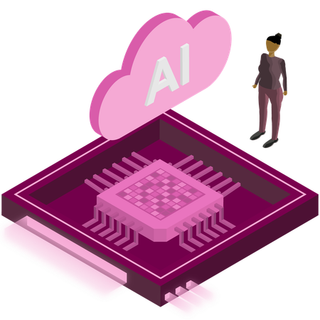 Man developing AI chip  Illustration