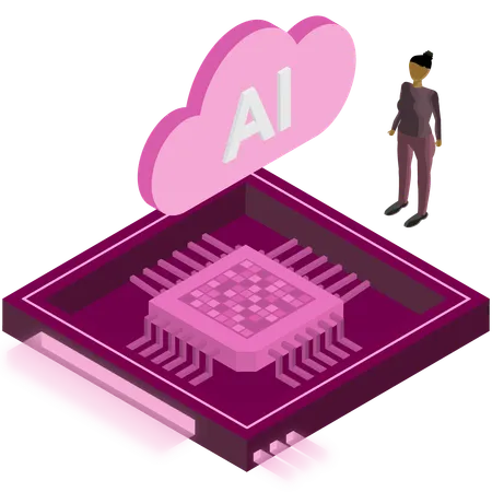 Man developing AI chip  Illustration