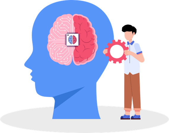 Man developing Artificial brain  Illustration