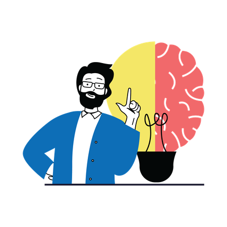 Man developing brain idea  Illustration