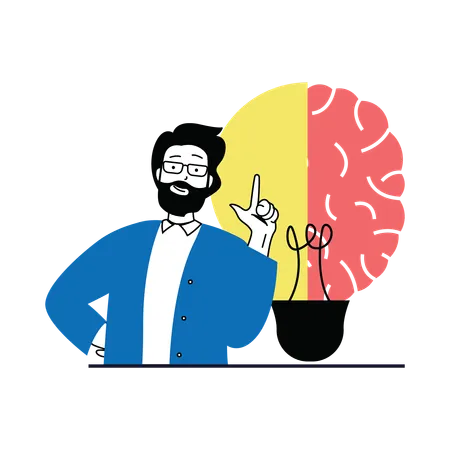 Man developing brain idea  Illustration
