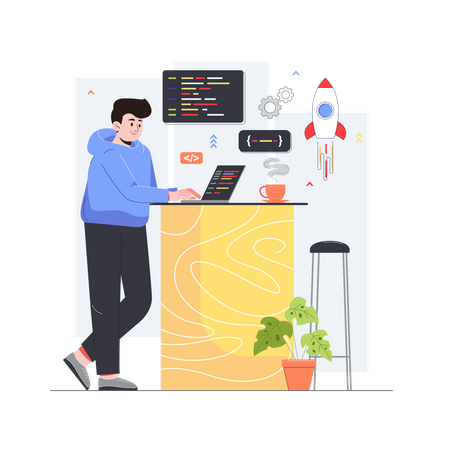 Man developing frontend website  Illustration