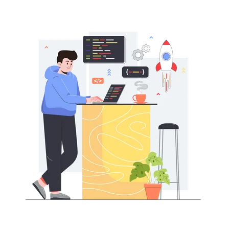 Man developing frontend website  Illustration