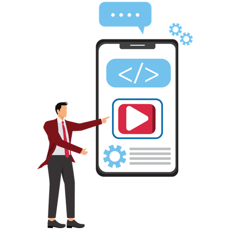 Man developing mobile app  Illustration