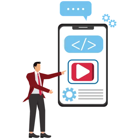 Man developing mobile app  Illustration