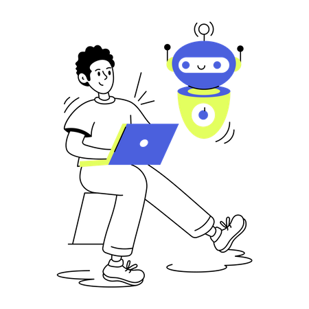 Man developing Robot Assistant  Illustration