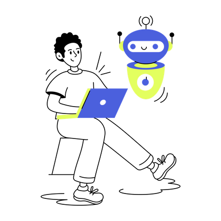 Man developing Robot Assistant  Illustration